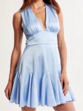 Abercrombie & Fitch Sky Blue Deep V Mini Dress